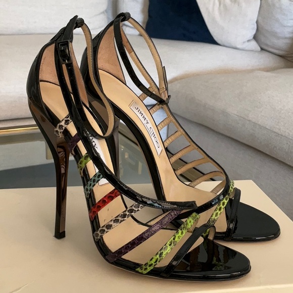 Jimmy Choo Shoes - Authentic Jimmy Choo “Delta” Vuka D’Orsay black, colorful heels, sz. 39